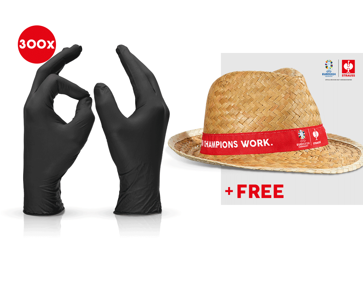 Primary image 3x100 Disposable latex gloves + EURO2024 Hat black