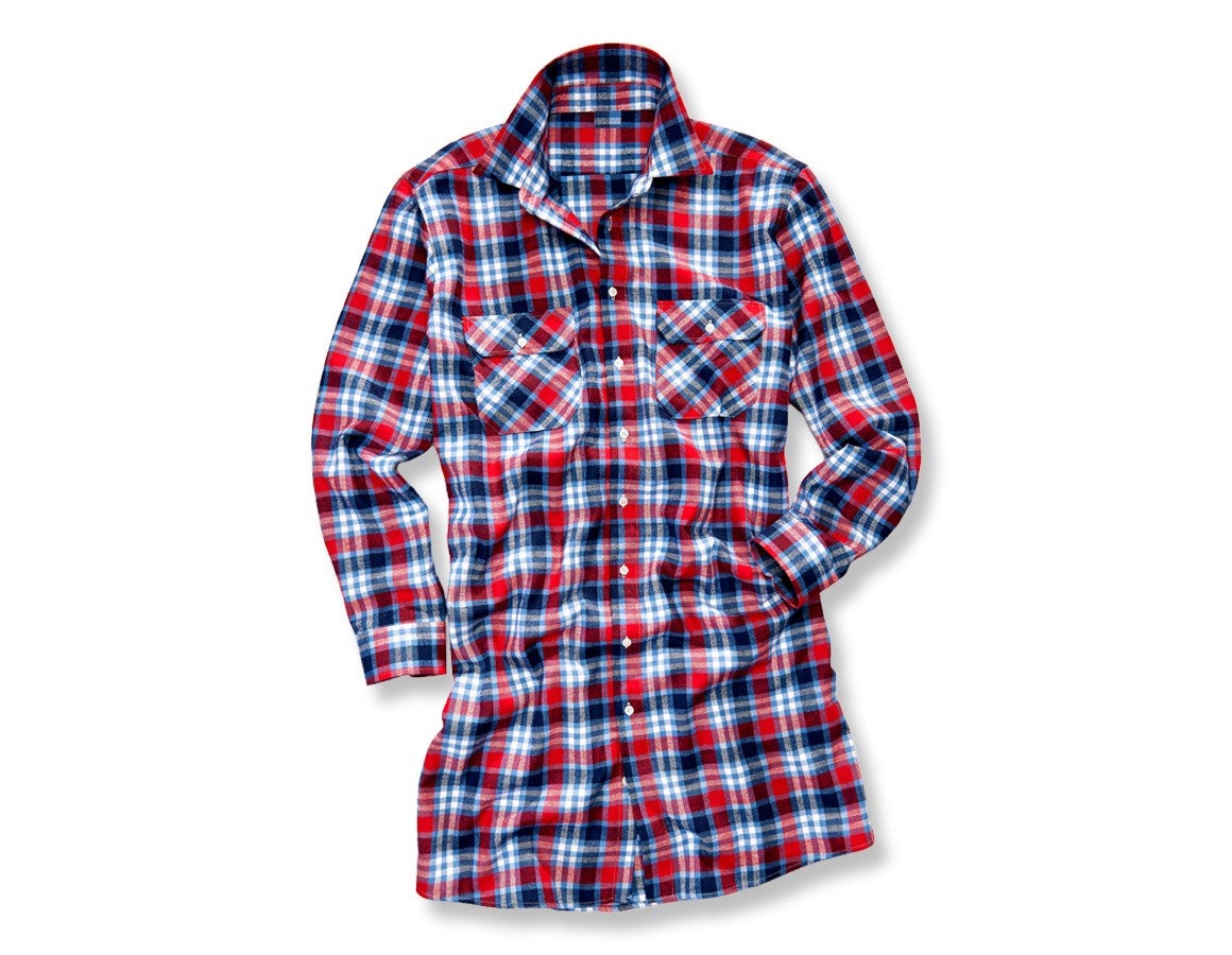 Primary image Cotton shirt Bergen, extra long red/navy/cobalt