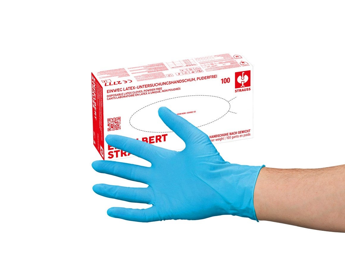 Additional image 1 Disposable latex examination gloves, powder-free blue
