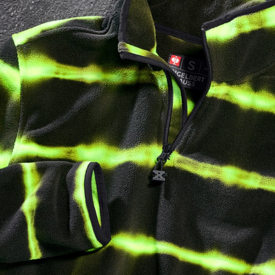 Detailed image Fleece troyer tie-dye e.s.motion ten black/high-vis yellow