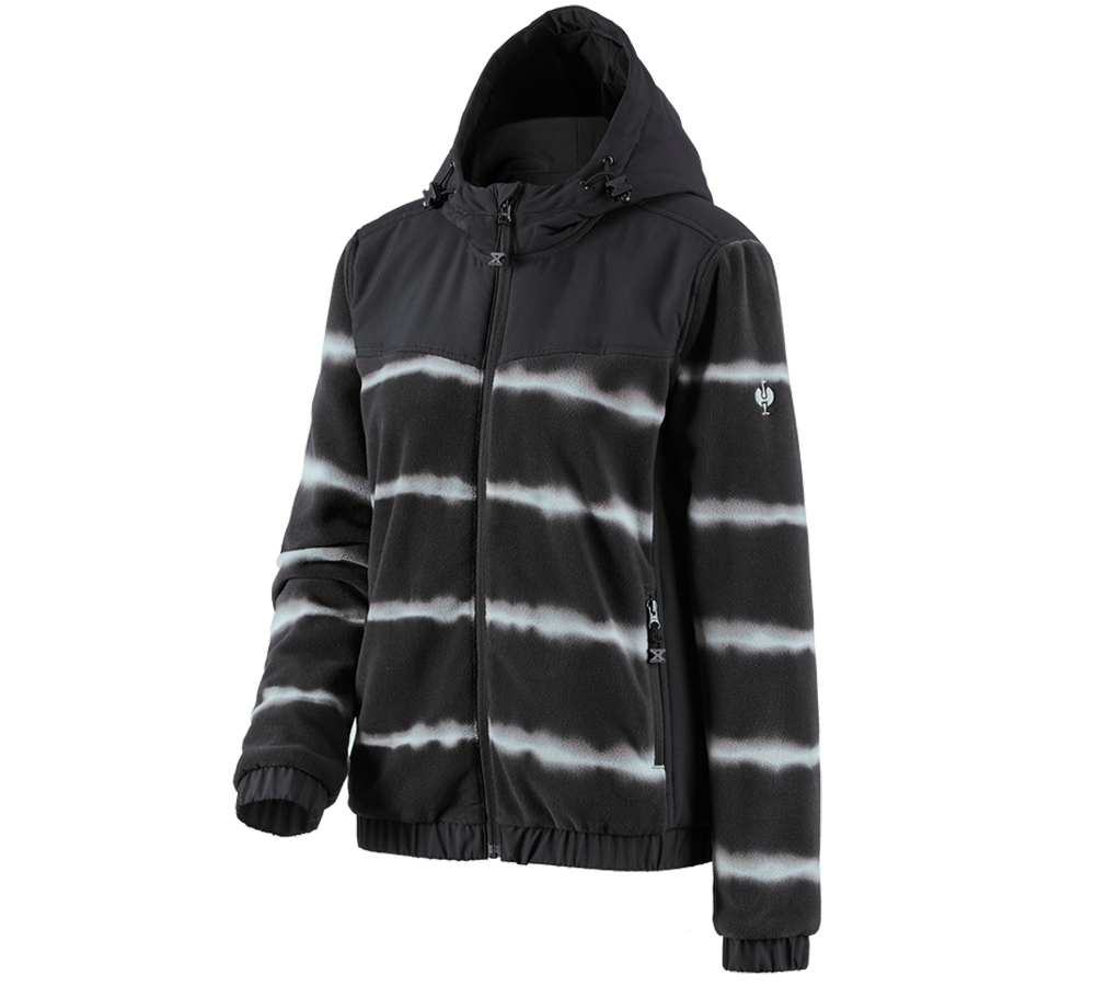 Primary image Hybr.fleece hoody jacket tie-dye e.s.motion ten,l. oxidblack/magneticgrey