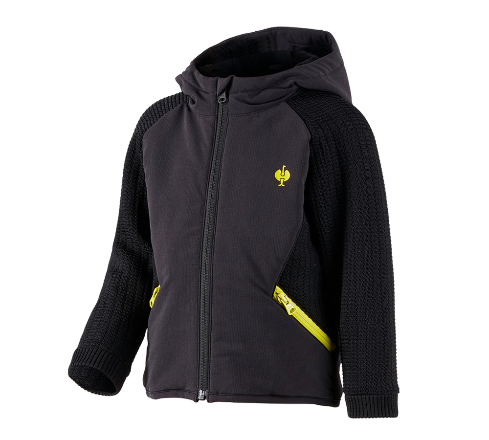 Primary image Hybrid hooded knitted jacket e.s.trail, children's black/acid yellow