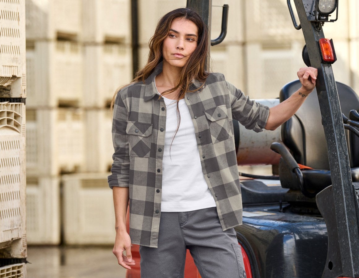 Main action image Check shirt e.s.iconic, ladies' dolphingrey/carbongrey