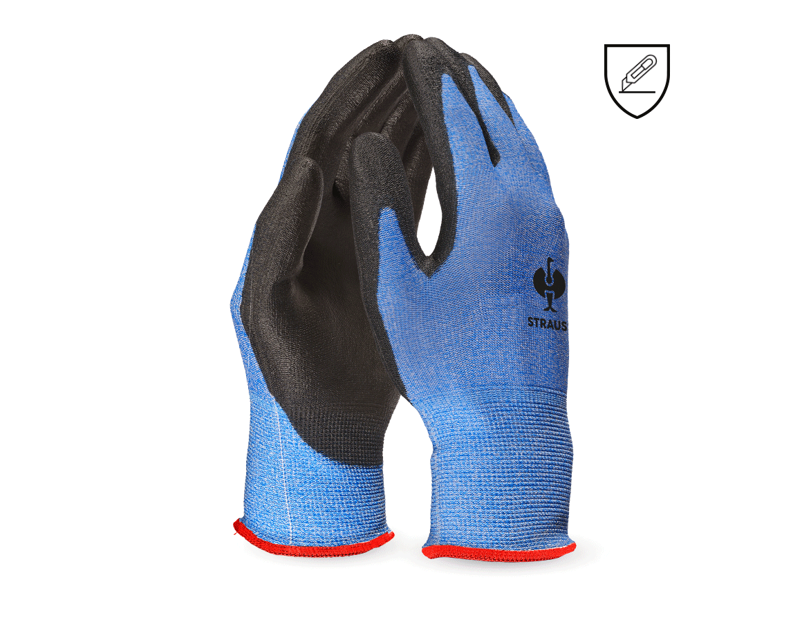 Primary image PU cut protection gloves, Comfort Skin, level B black/blue-melange