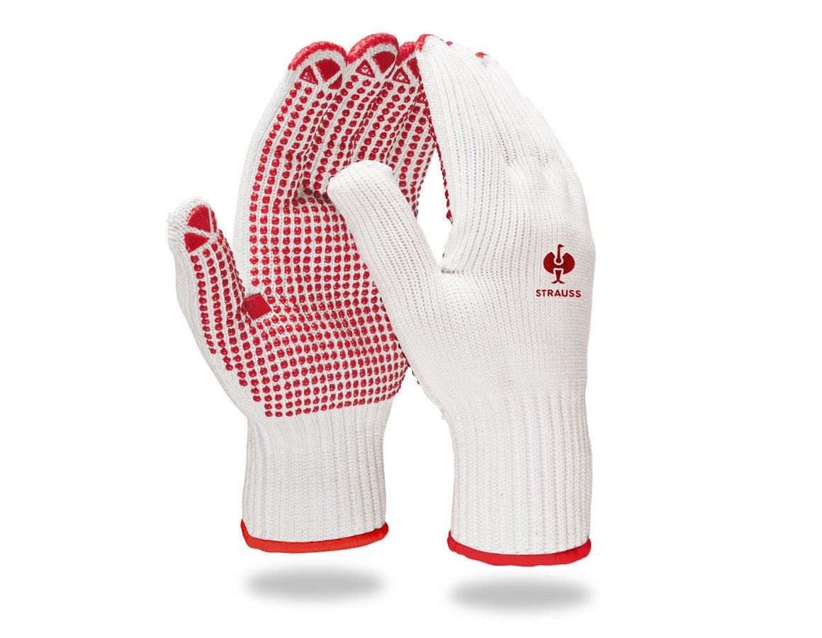 Primary image PVC knitted gloves Red-Point white