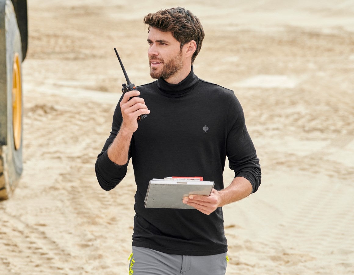 Main action image Turtle neck shirt Merino e.s.trail black