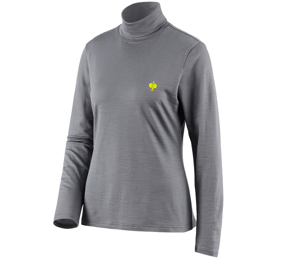 Primary image Turtle neck shirt Merino e.s.trail, ladies' basaltgrey/acid yellow