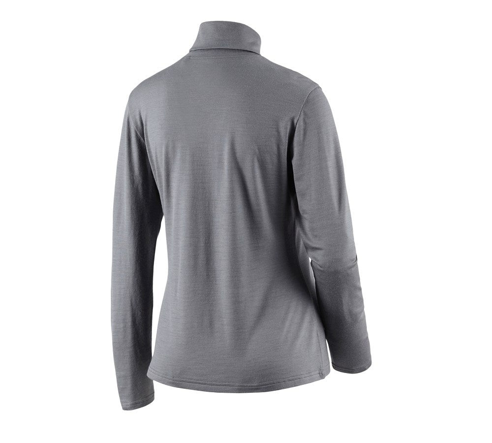 Secondary image Turtle neck shirt Merino e.s.trail, ladies' basaltgrey/acid yellow