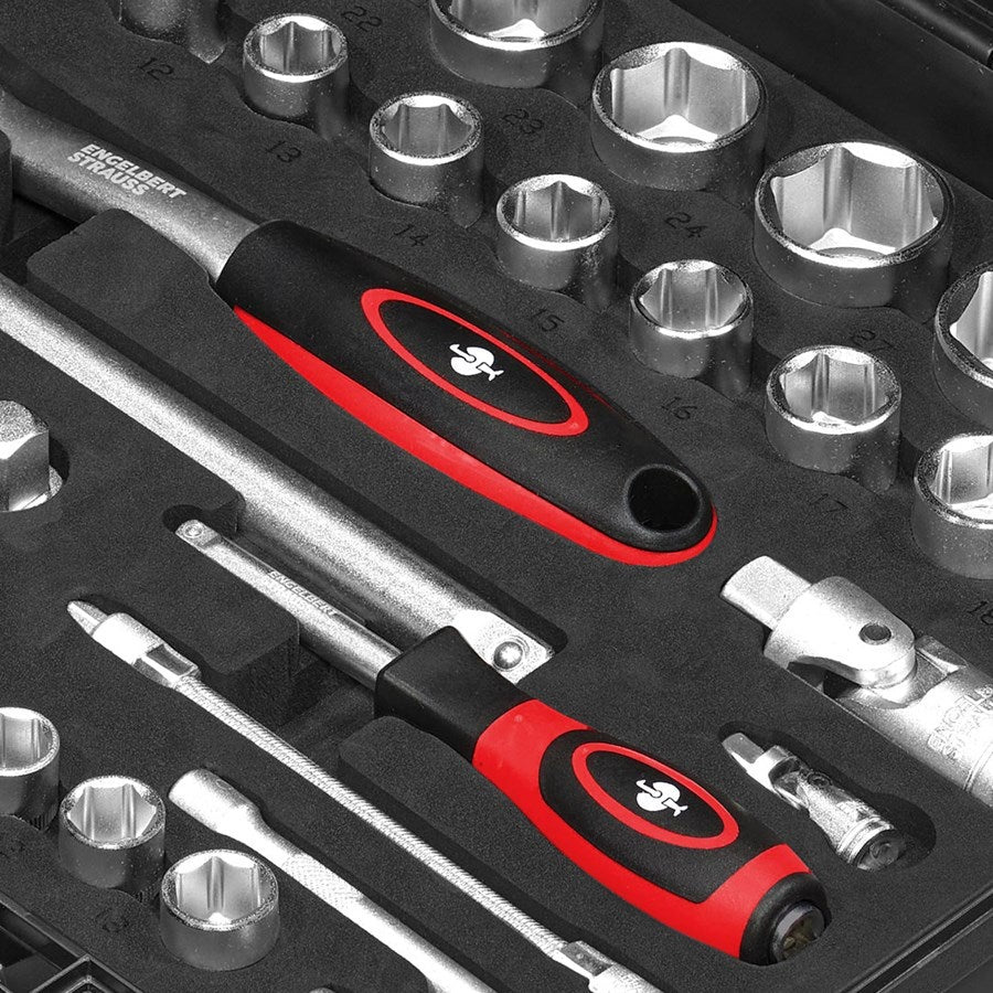 Detailed image Socket wrench set 1/4+1/2" Classic in STRAUSSbox 