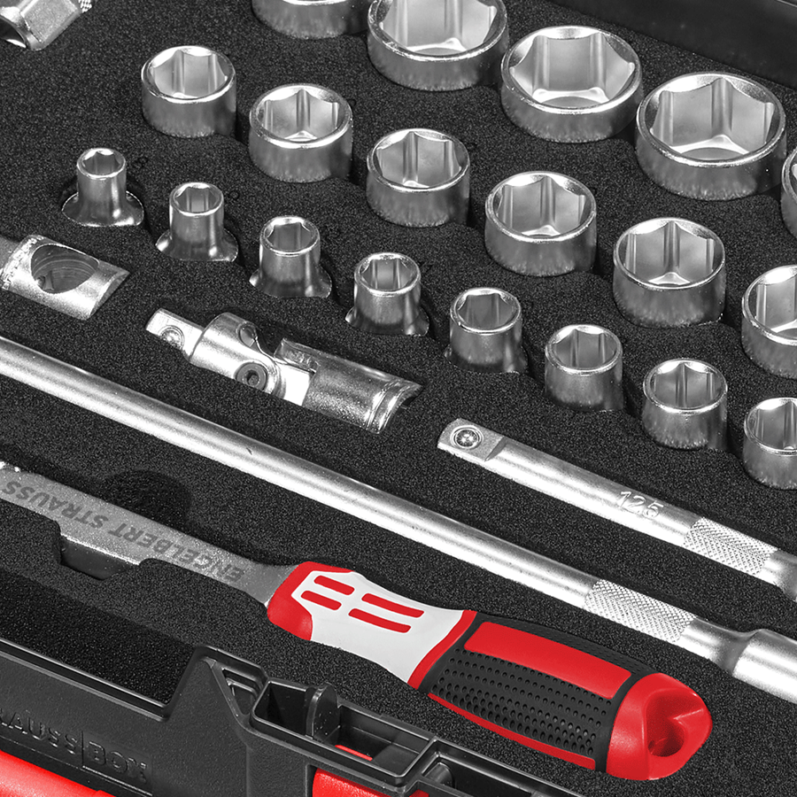 Detailed image Socket wrench set pro 1/2 long in STRAUSSbox 118 Midi