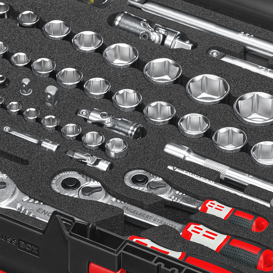 Detailed image Socket wrench set pro 1/4+3/8+1/2 in STRAUSSbox 