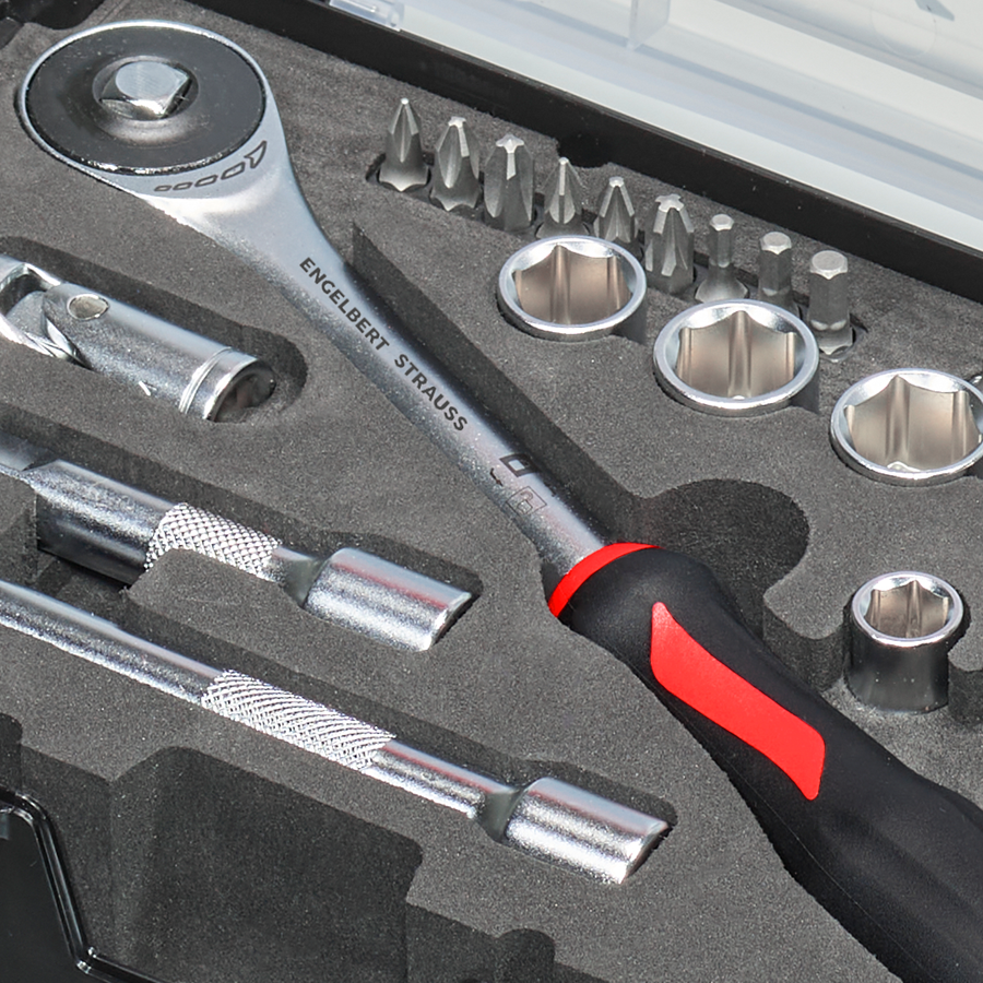 Detailed image Socket wrench set lockfix 3/8 in STRAUSSbox mini 
