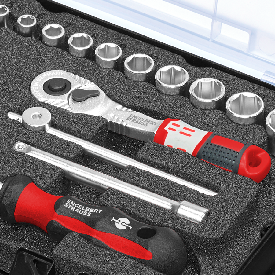Detailed image Socket wrench set pro 1/4 in STRAUSSbox mini 