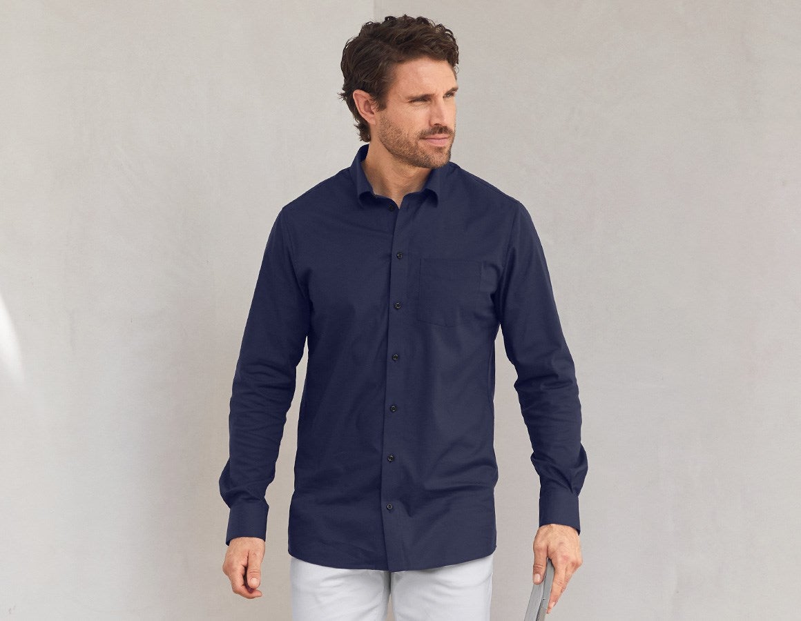 Main action image e.s. Business shirt cotton stretch, regular fit navy