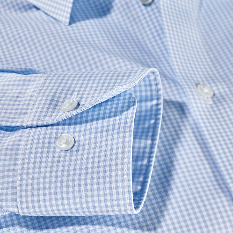 Additional image 1 e.s. Business shirt cotton stretch, slim fit frostblue checked