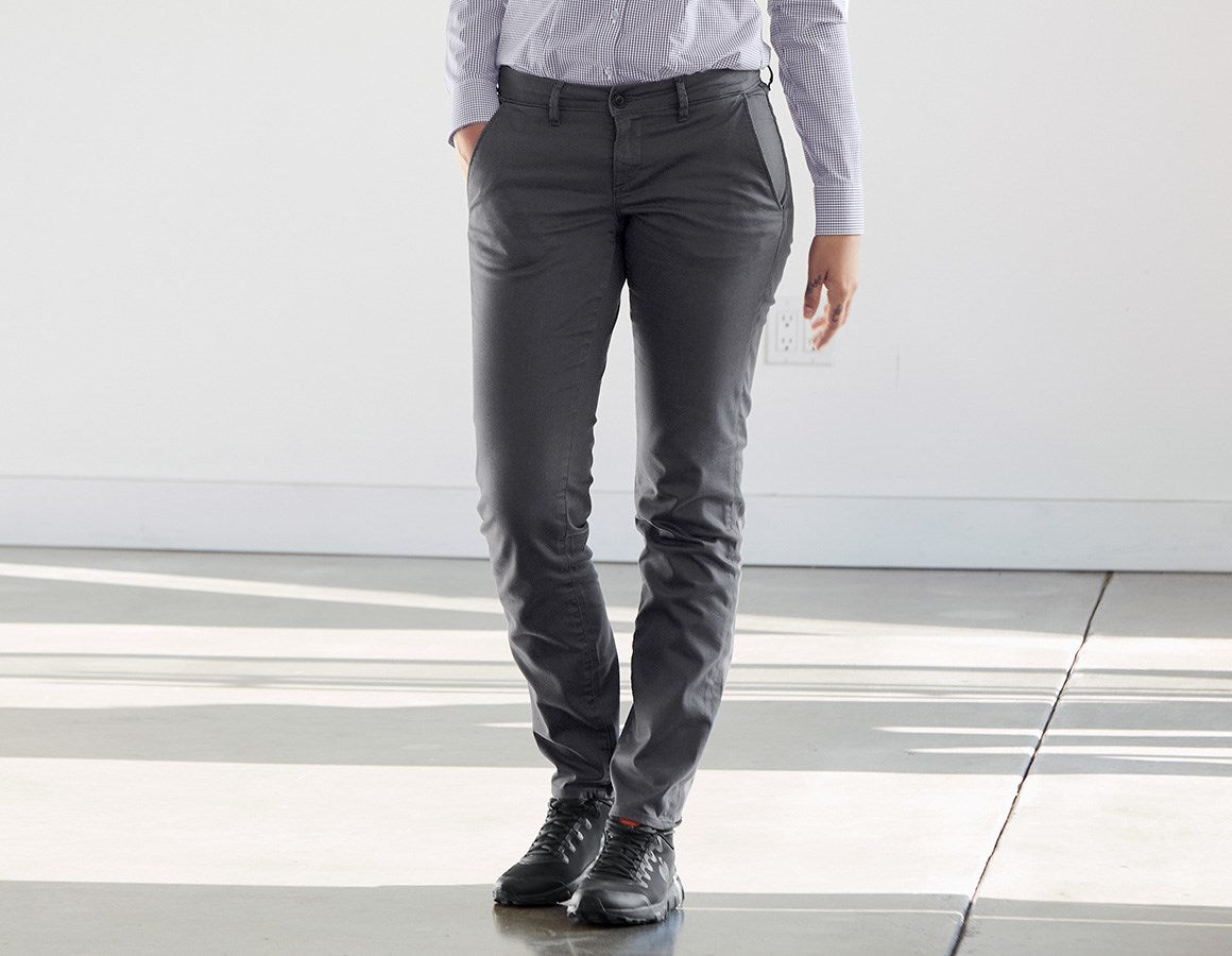 Main action image e.s. 5-pocket work trousers Chino, ladies' anthracite