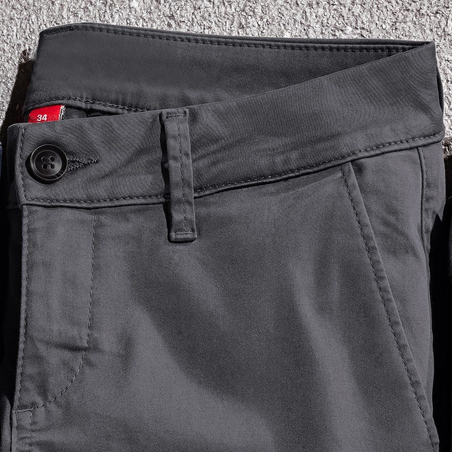 Detailed image e.s. 5-pocket work trousers Chino, ladies' anthracite