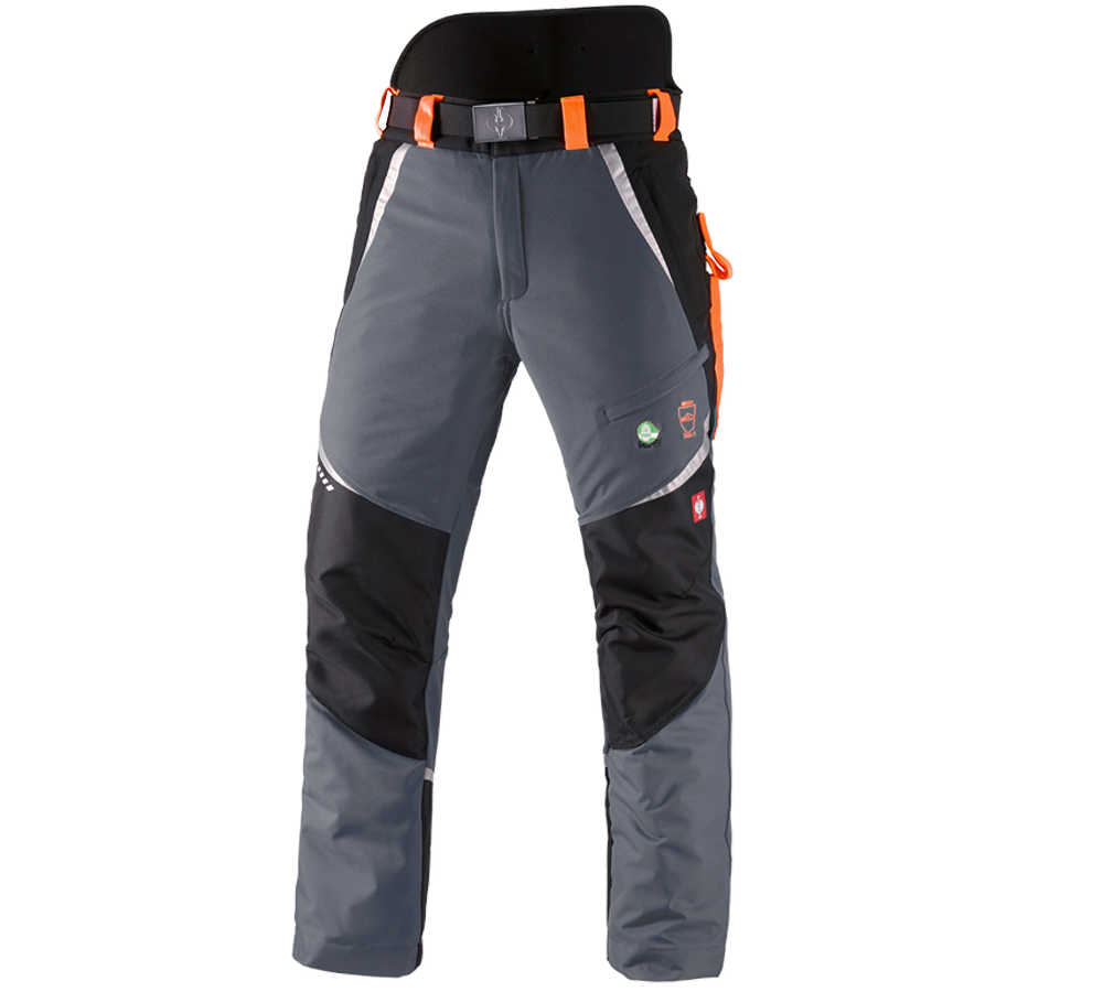 Primary image e.s. Forestry cut protection trousers, KWF grey/high-vis orange