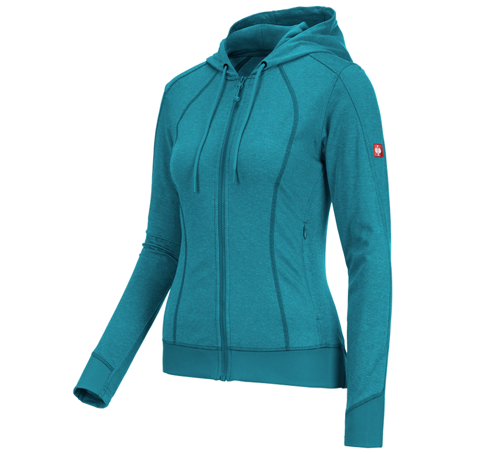 Primary image e.s. Functional hooded jacket stripe, ladies' ocean