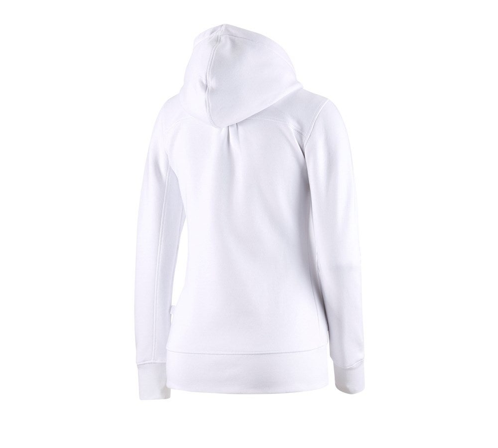 Secondary image e.s. Hoody sweatjacket poly cotton, ladies' white