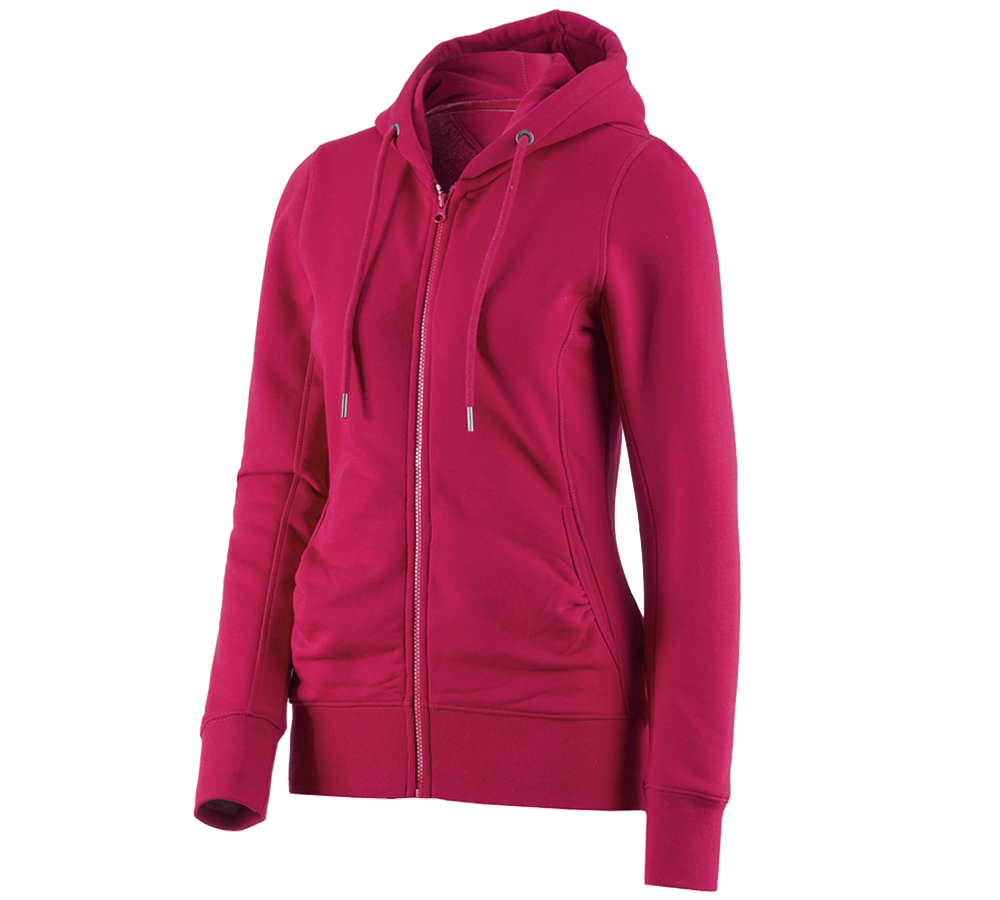 Primary image e.s. Hoody sweatjacket poly cotton, ladies' berry