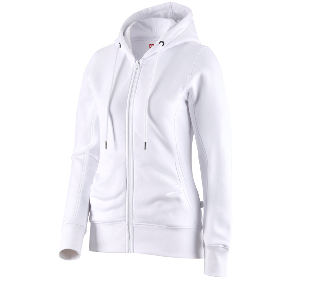 Primary image e.s. Hoody sweatjacket poly cotton, ladies' white