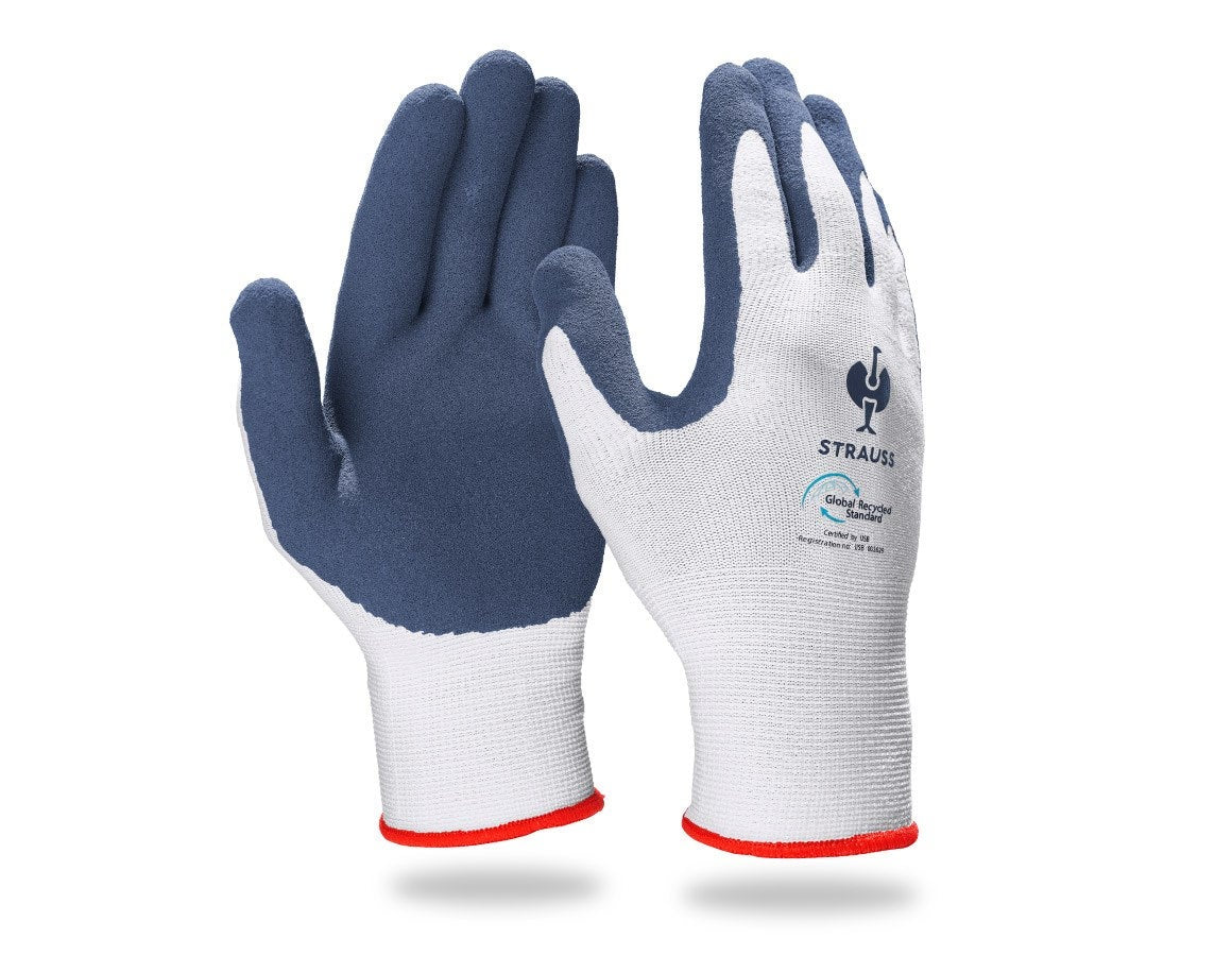 Primary image e.s. Latex foam gloves recycled, 3 pairs blue/white