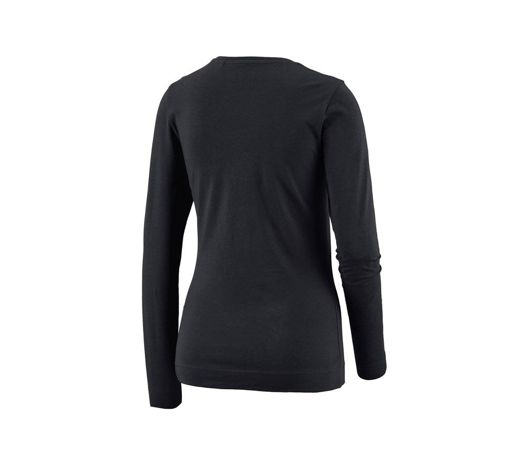 Secondary image e.s. Long sleeve cotton stretch, ladies' black