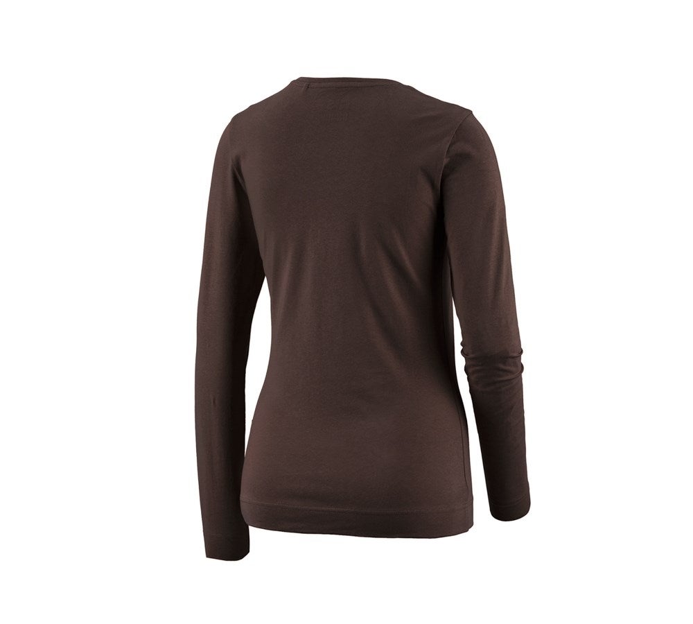 Secondary image e.s. Long sleeve cotton stretch, ladies' chestnut