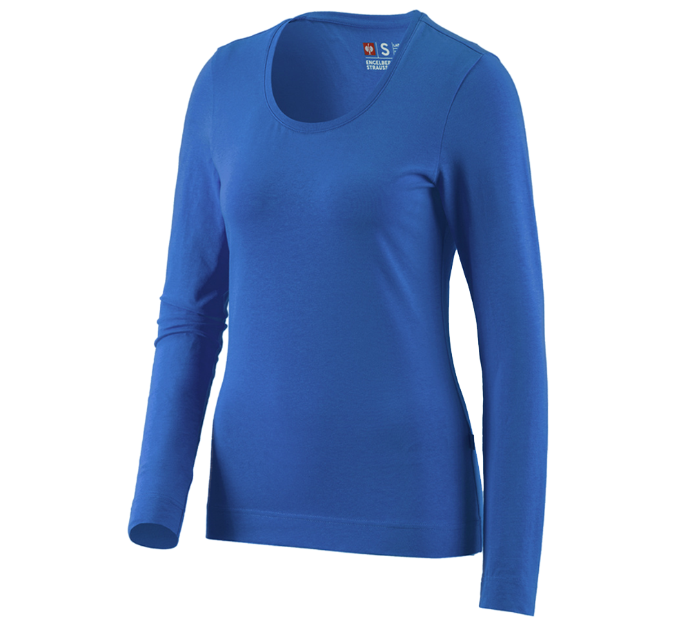 Primary image e.s. Long sleeve cotton stretch, ladies' gentianblue