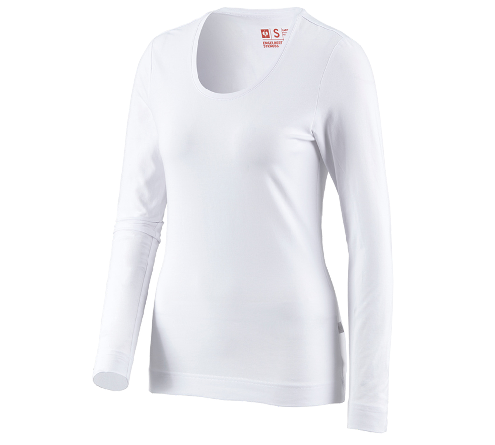 Primary image e.s. Long sleeve cotton stretch, ladies' white