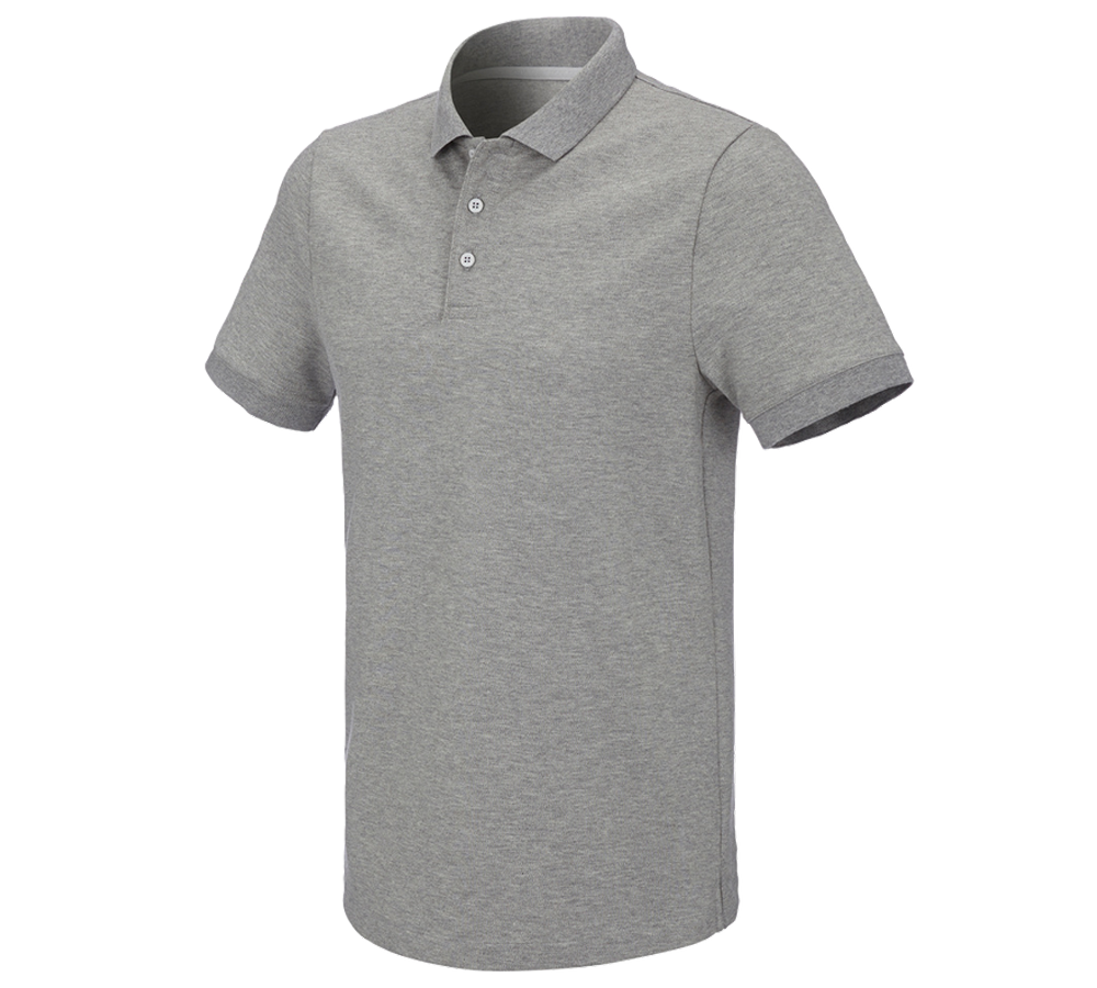 Primary image e.s. Pique-Polo cotton stretch grey melange