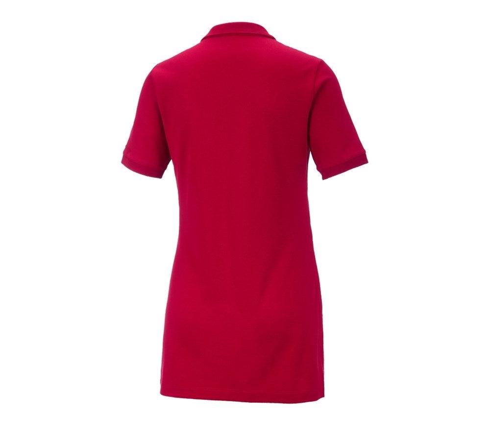 Secondary image e.s. Pique-Polo cotton stretch, ladies', long fit fiery red