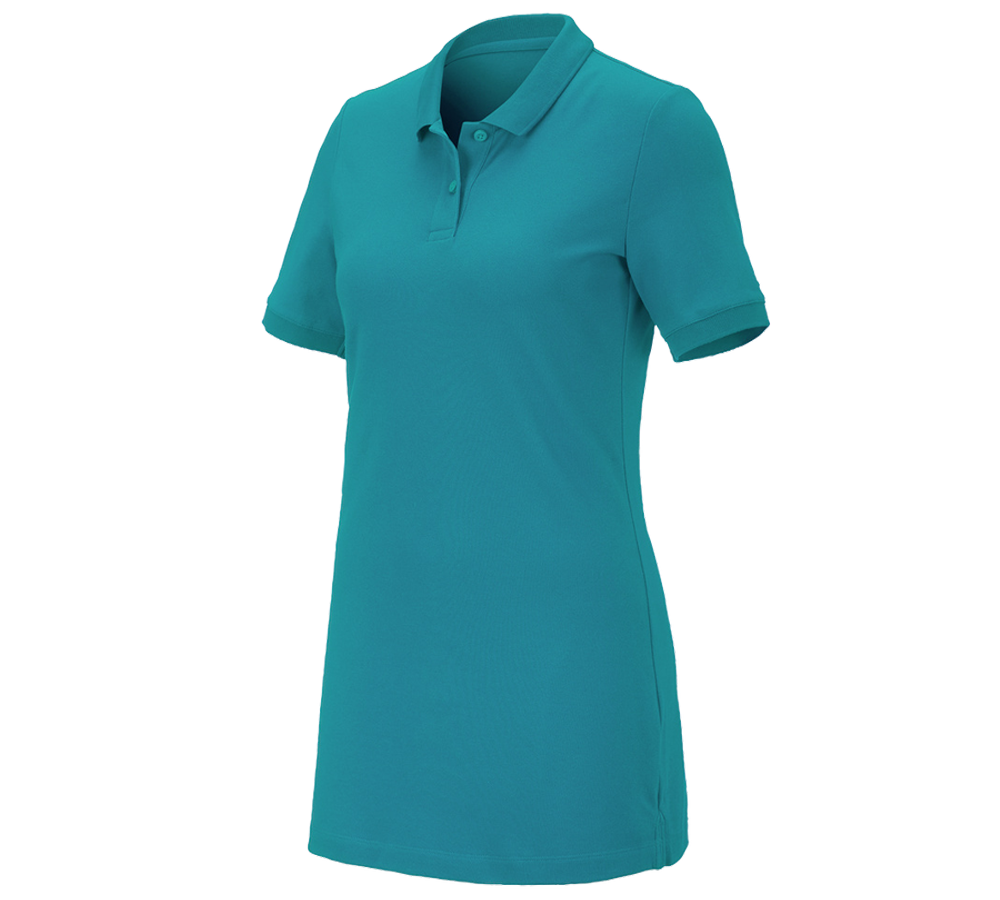 Primary image e.s. Pique-Polo cotton stretch, ladies', long fit ocean