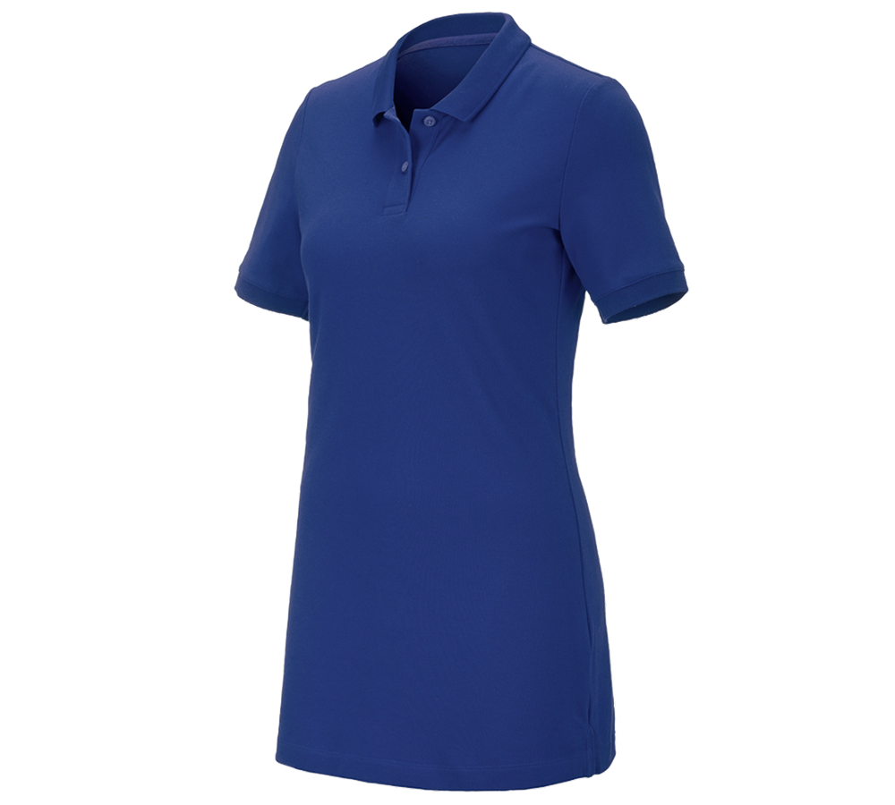 Primary image e.s. Pique-Polo cotton stretch, ladies', long fit royal