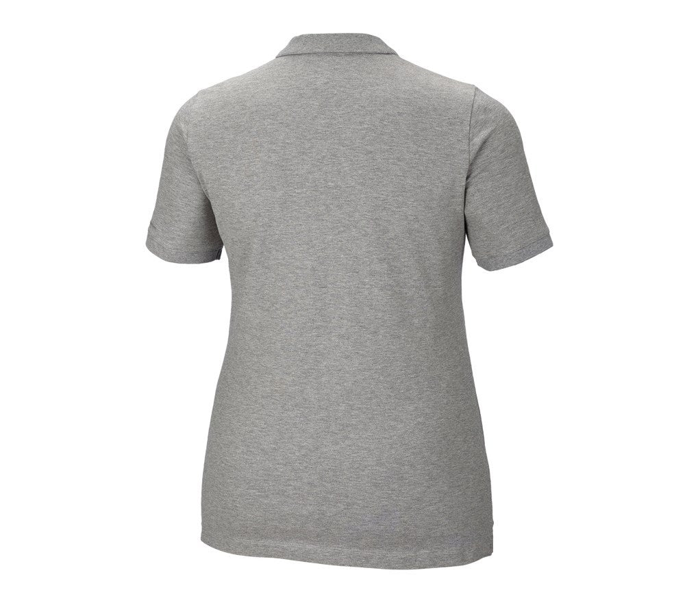 Secondary image e.s. Pique-Polo cotton stretch, ladies', plus fit grey melange