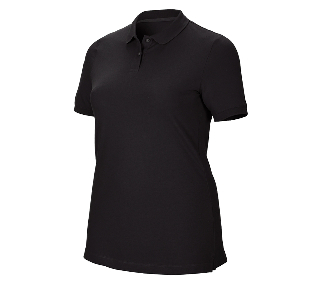 Primary image e.s. Pique-Polo cotton stretch, ladies', plus fit black