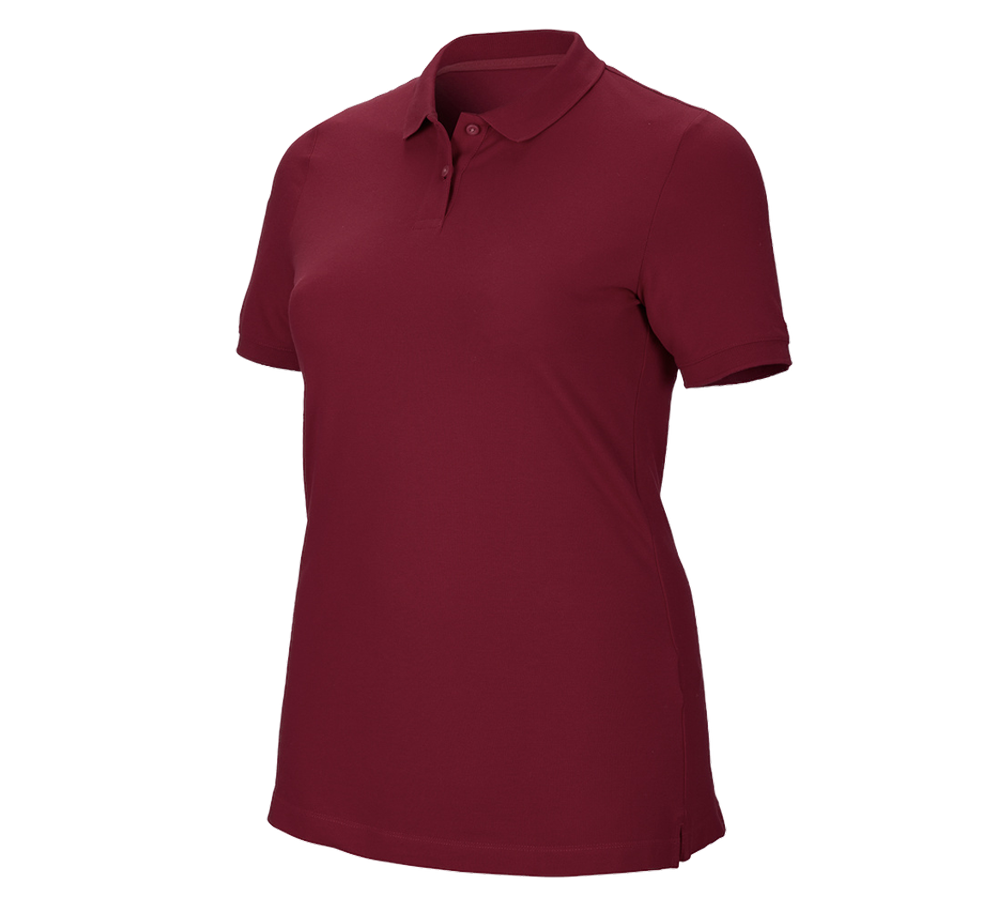 Primary image e.s. Pique-Polo cotton stretch, ladies', plus fit bordeaux