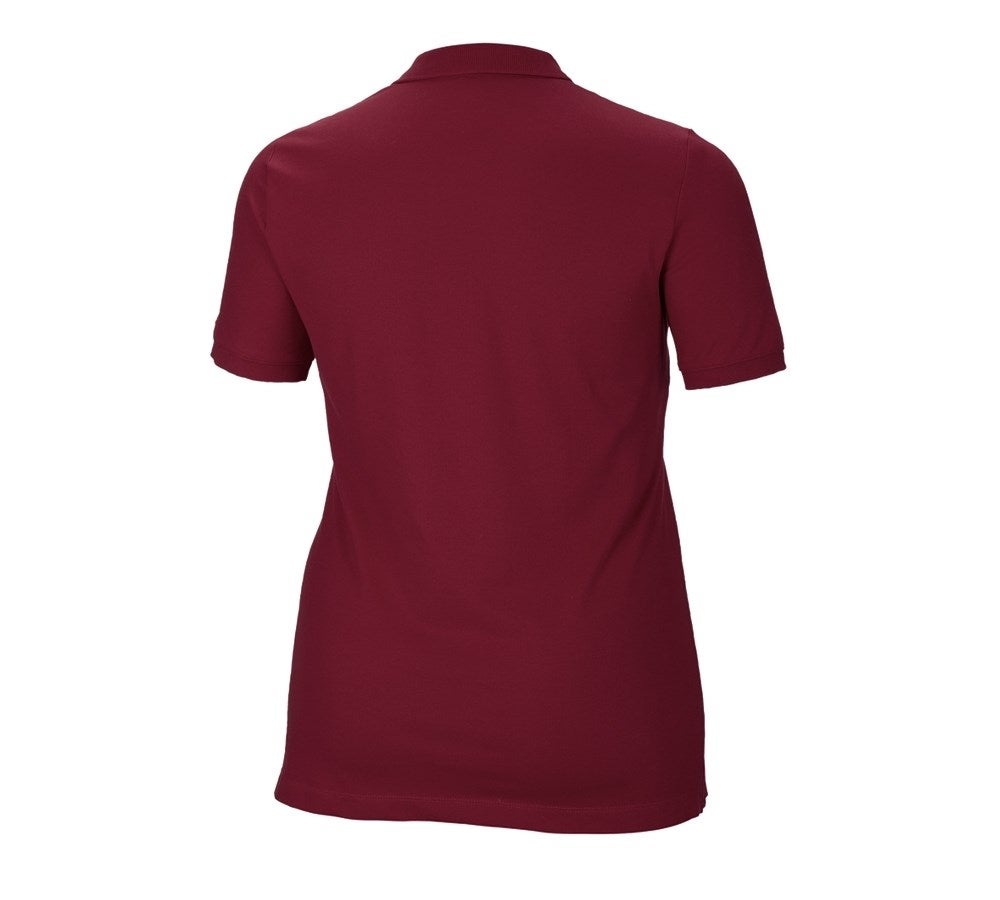 Secondary image e.s. Pique-Polo cotton stretch, ladies', plus fit bordeaux