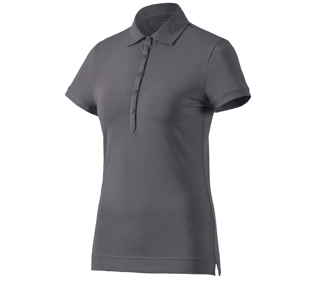 Primary image e.s. Polo shirt cotton stretch, ladies' anthracite