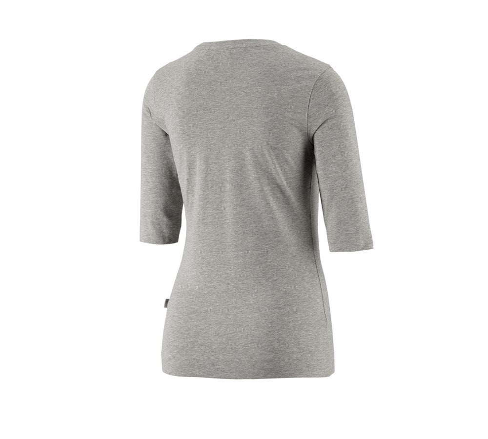 Secondary image e.s. Shirt 3/4 sleeve cotton stretch, ladies' grey melange