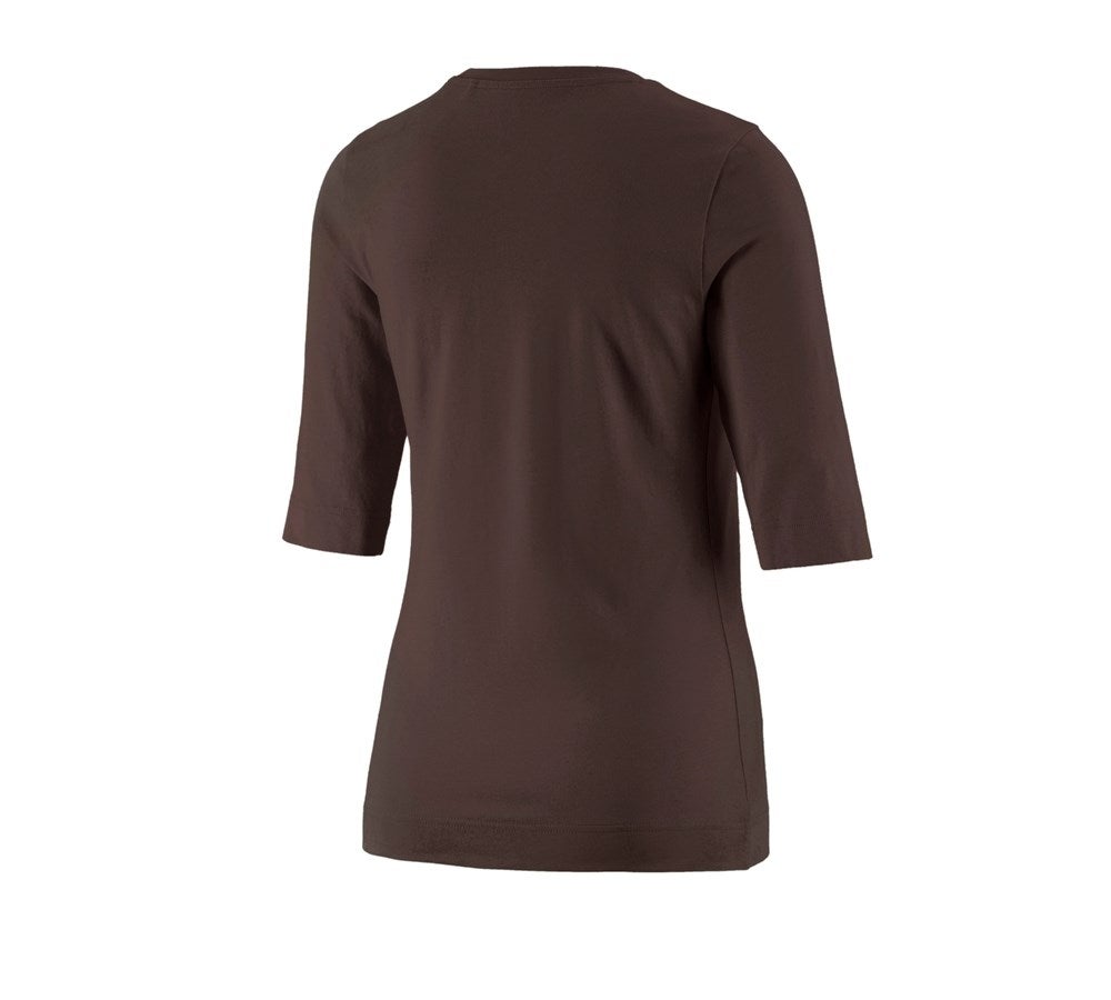 Secondary image e.s. Shirt 3/4 sleeve cotton stretch, ladies' chestnut