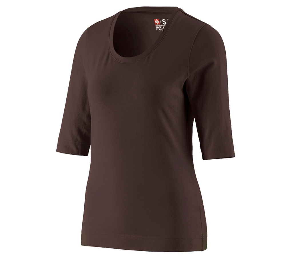 Primary image e.s. Shirt 3/4 sleeve cotton stretch, ladies' chestnut