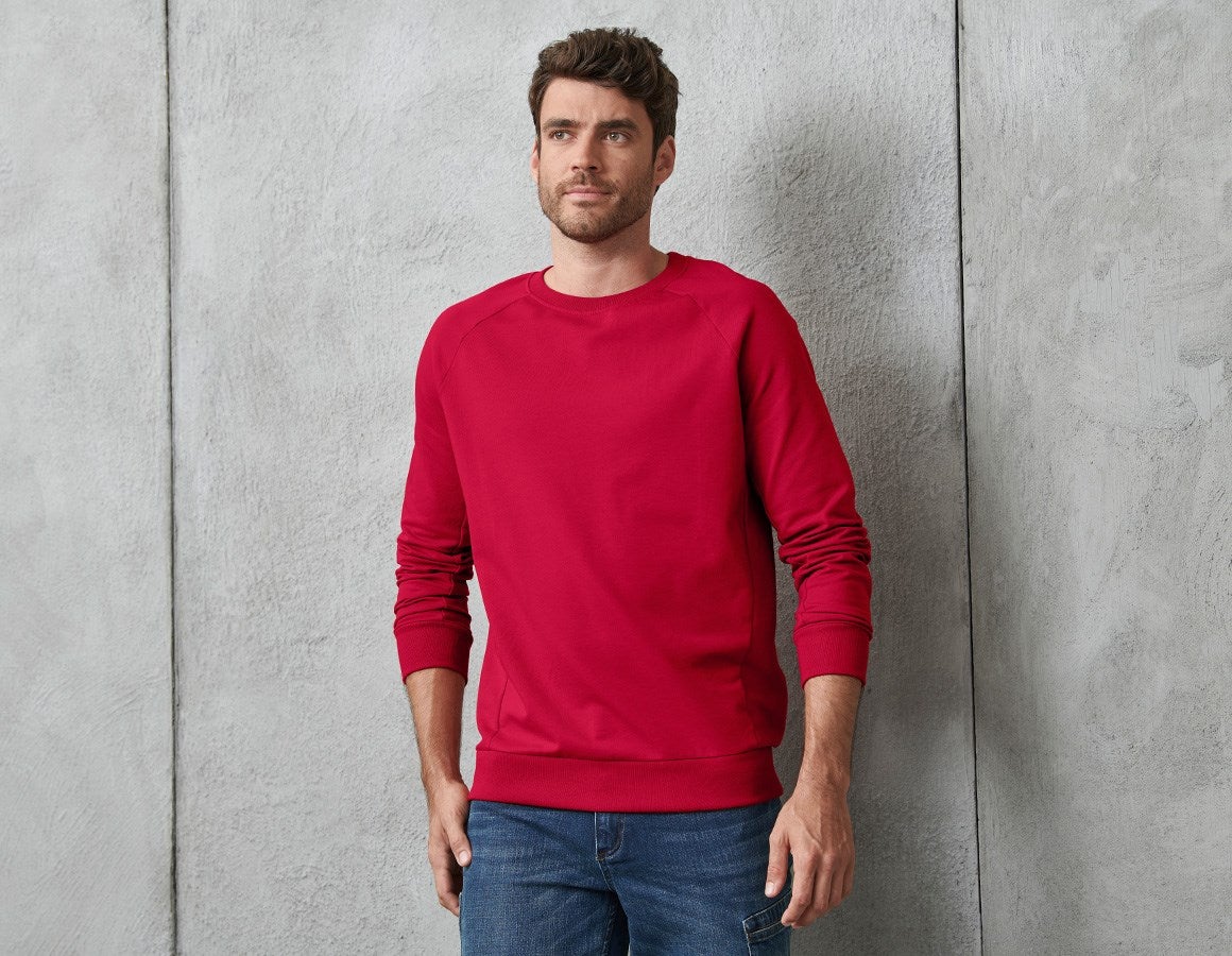 Main action image e.s. Sweatshirt cotton stretch fiery red