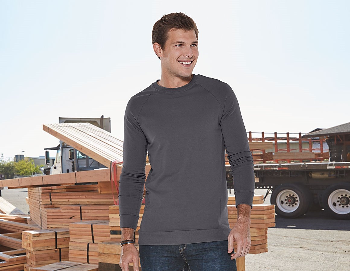 Main action image e.s. Sweatshirt cotton stretch, long fit anthracite