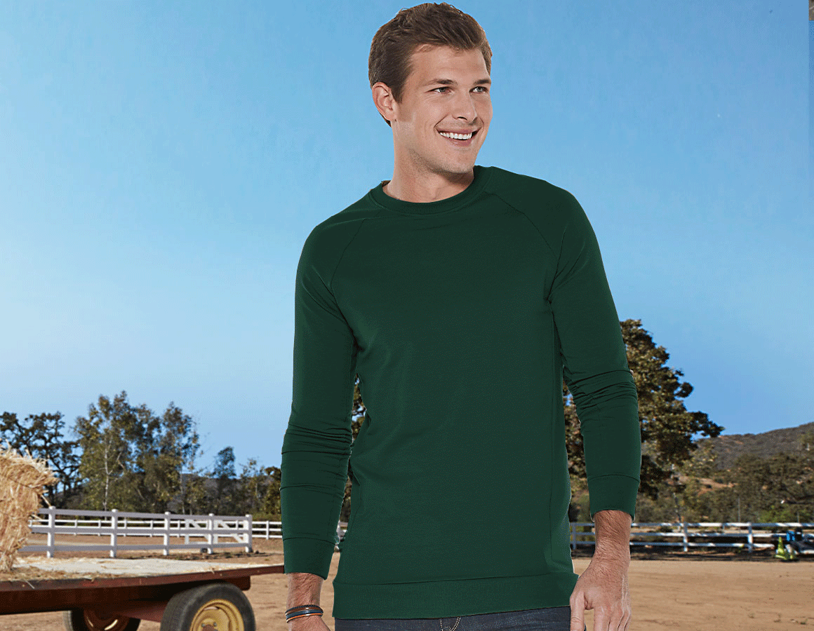 Main action image e.s. Sweatshirt cotton stretch, long fit green