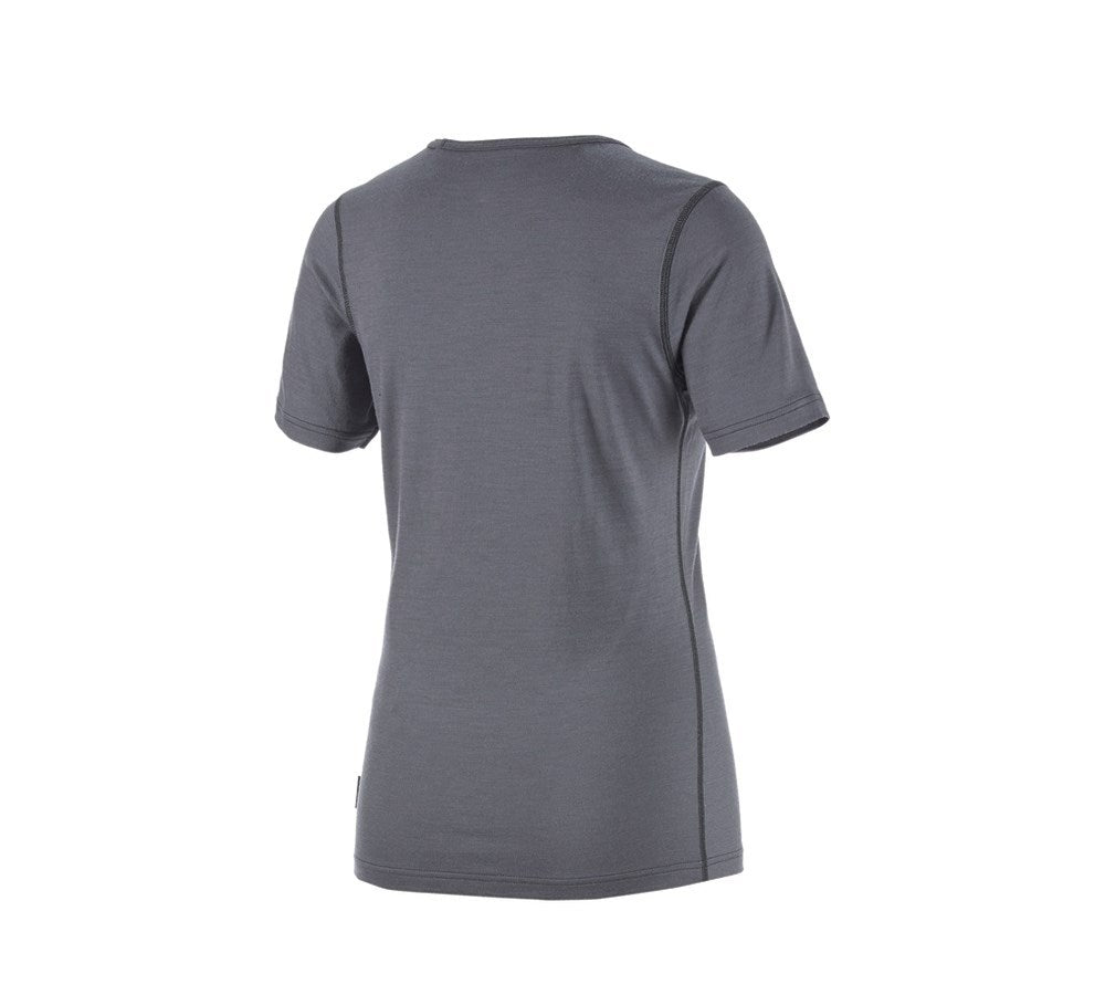 Secondary image e.s. T-shirt Merino, ladies' cement/graphite