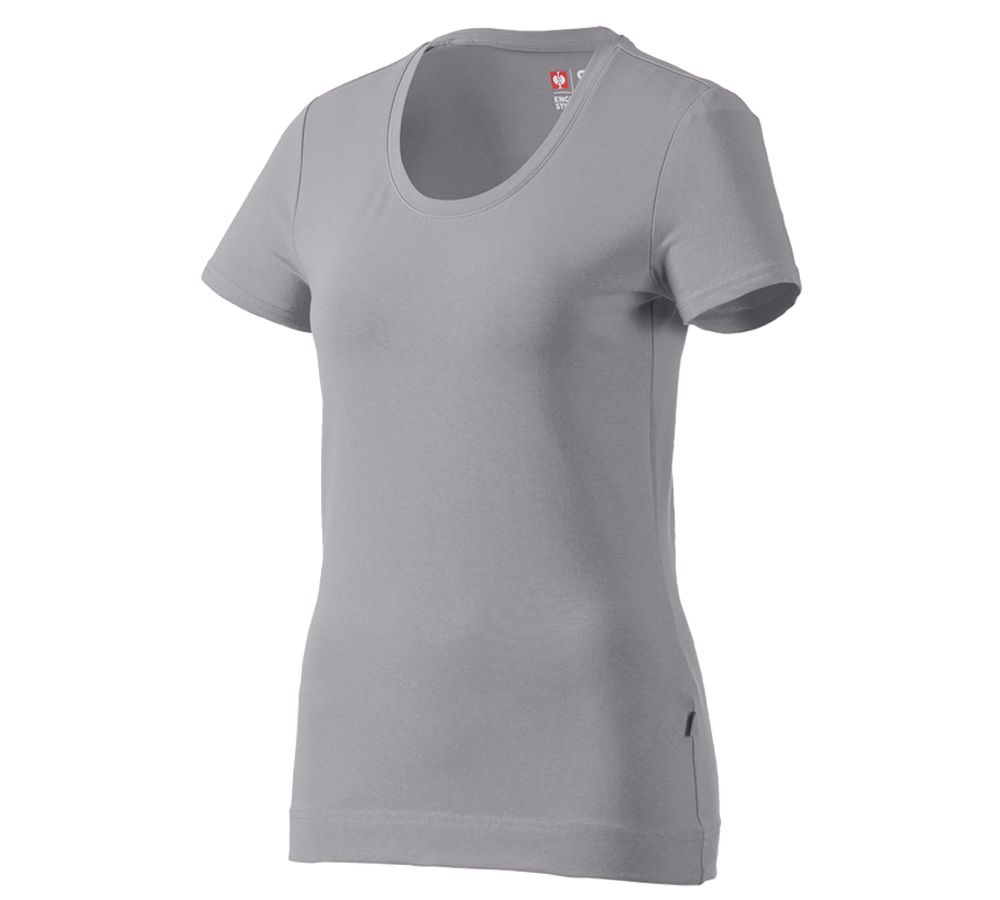 Primary image e.s. T-shirt cotton stretch, ladies' platinum