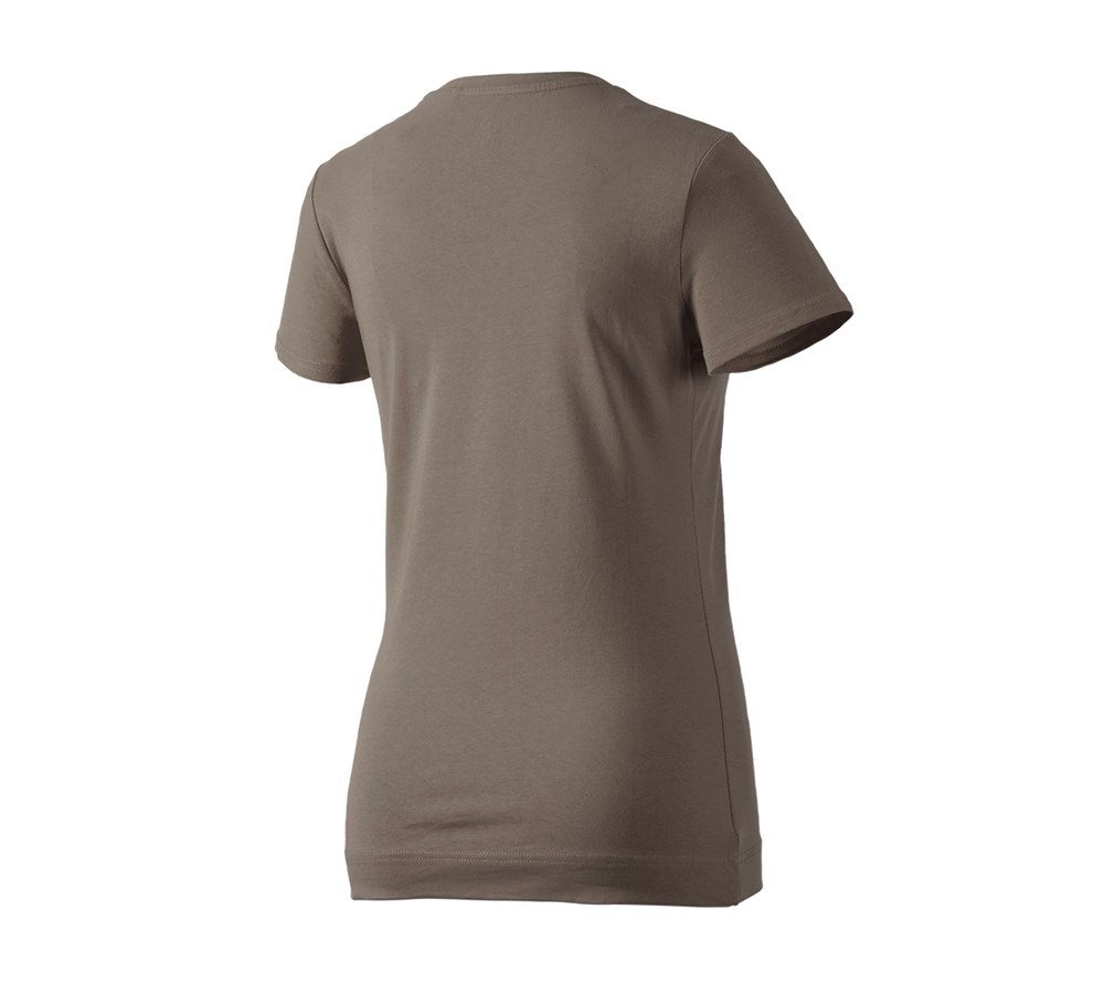 Secondary image e.s. T-shirt cotton stretch, ladies' stone