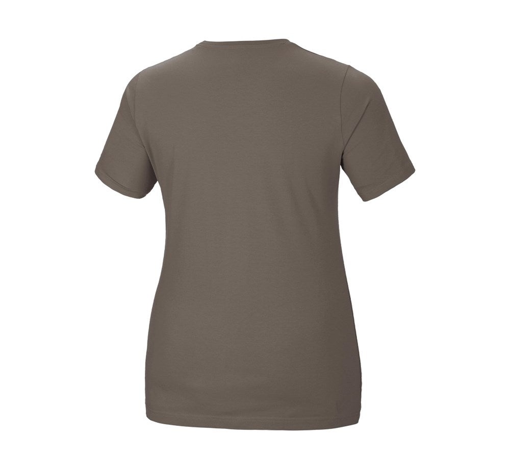 Secondary image e.s. T-shirt cotton stretch, ladies', plus fit stone